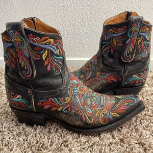 Old Gringo Dulce Calavera Multicolor Embroidered Ankle Boots Sugar Skull 7